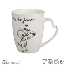 12oz neue Bone China Becher mit Decal Design Herz Griff